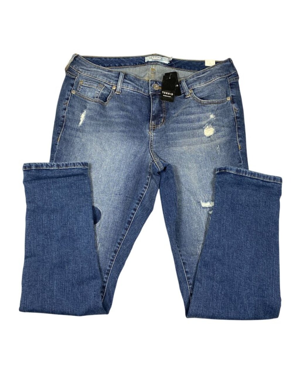 Torrid Womens Distressed Skinny Jeans Size 16R Medium Wash Cotton Blend NWT
